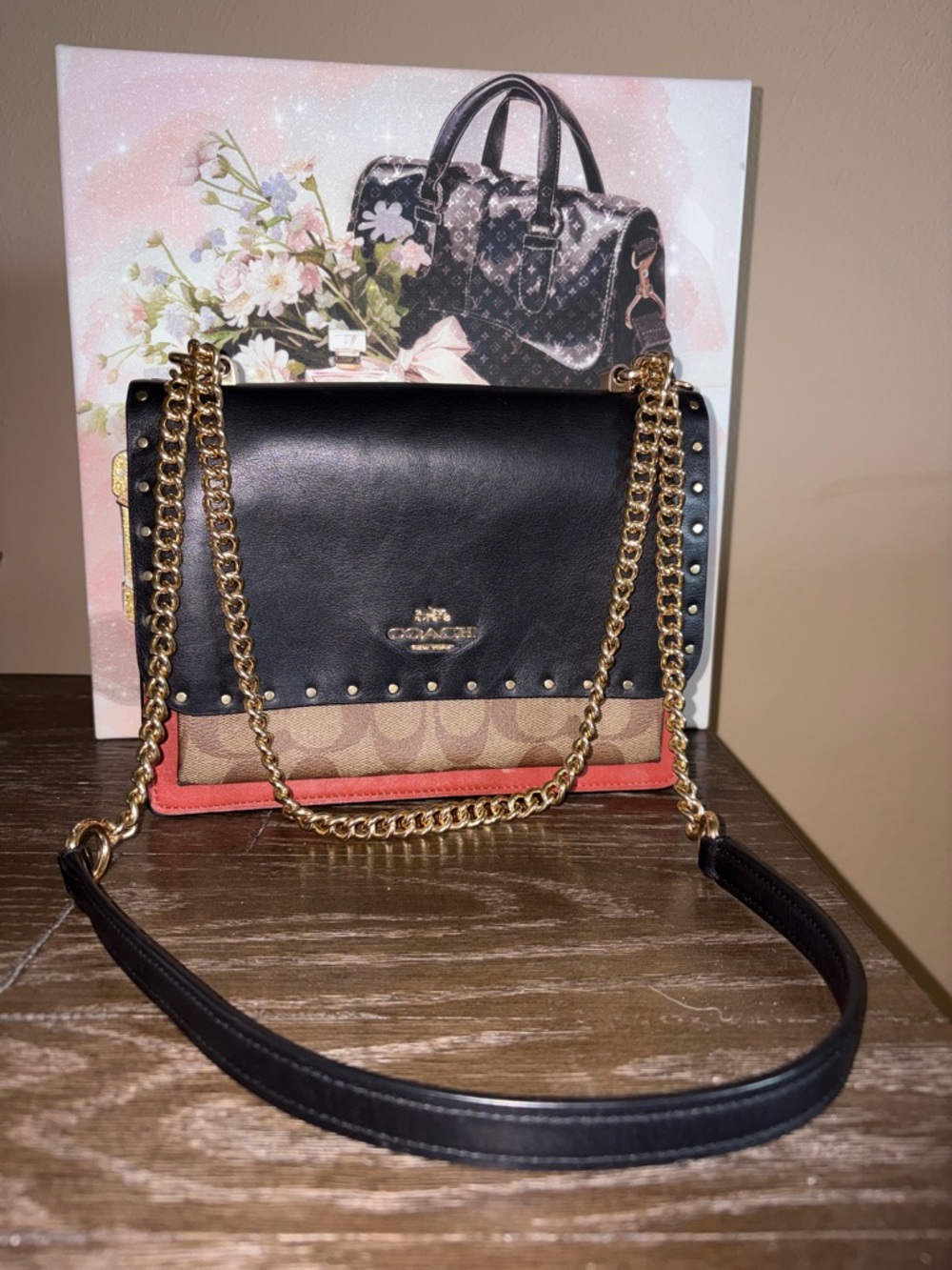 Coach Klare Crossbody bag in Signature Canvas and snake pattern trim & Dusty